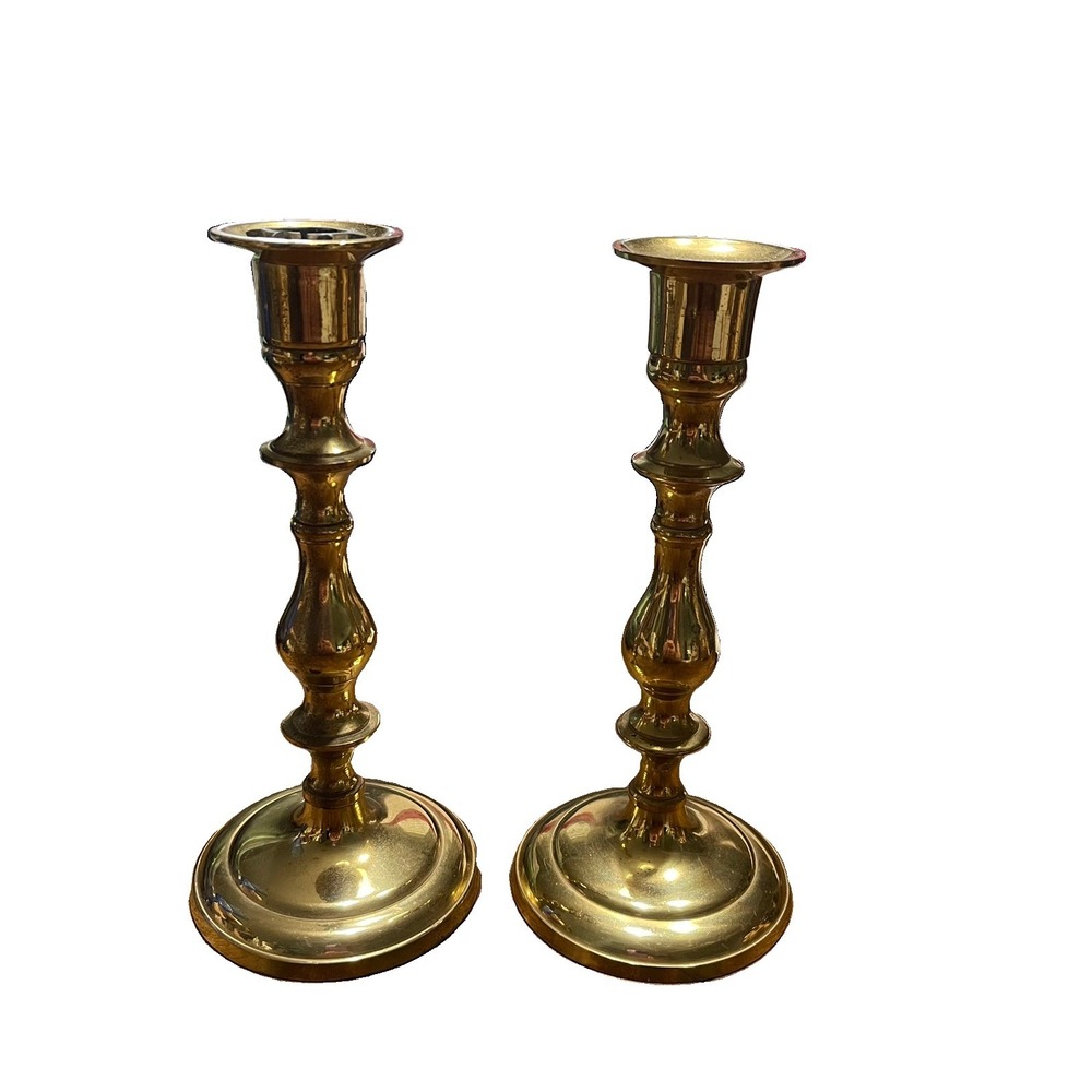 Set Of 2. Brass Candleholders 7 in Vintage